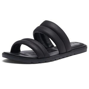 SOREL Ella II Leather Puff Slide Sandal, Black 9 NIB